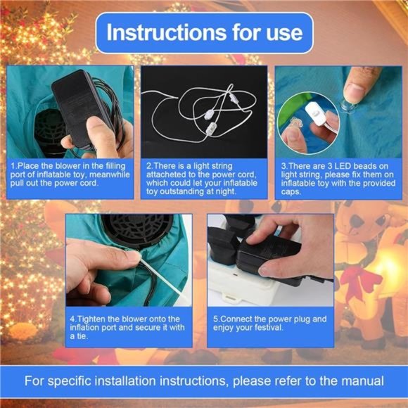 2 Pack Inflatable Fan Replacement, 3100RPM Air Blowers with 12V 1.2A Adapters - Picture 7 of 7